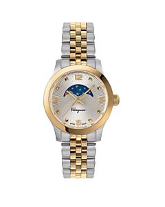 Women's Duo Stainless Steel Silver Guilloché Dial Watch