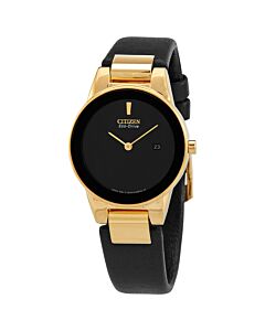Women's Eco-Drive Leather Black Dial Watch