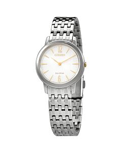 Women's Eco-Drive Stainless Steel White Dial Watch