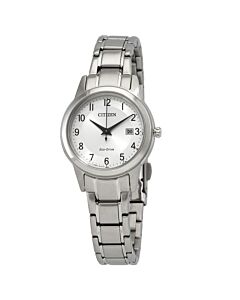 Women's Eco-Drive Stainless Steel White Dial Watch
