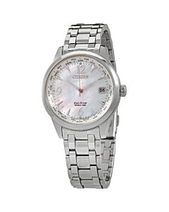 Women's Eco-Drive World Time Stainless Steel Mother of Pearl Dial Watch