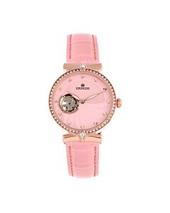 Women's Edith Leather Pink (Open Heart) Dial Watch
