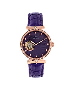 Women's Edith Leather Purple (Open Heart) Dial Watch