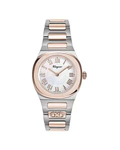 Women's Elliptical Stainless Steel White Mother of Pearl Dial Watch