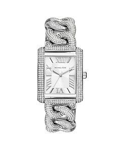 Women's Emery Stainless Steel set with Crystals White Dial Watch