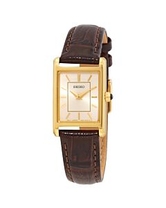 Women's Essentials Leather Light Champagne Dial Watch