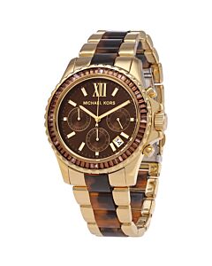 Women's Everest Chronograph Stainless Steel with Brown Tortoise-shell Acetate Brown Dial Watch