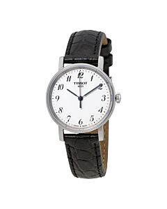 Women's Everytime Black Leather Silver Dial