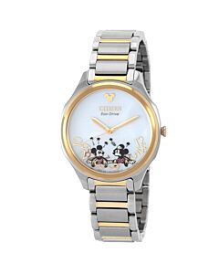 Women's Falling Mickey & Minnie Stainless Steel Silver-Tone Dial Watch
