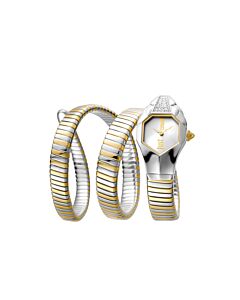 Women's Fashion Stainless Steel Swirl Silver Dial Watch