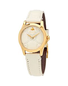 Women's G-Timeless Leather White Dial Watch