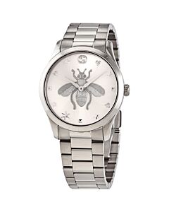 Women's G-Timeless Stainless Steel Silver (Bee Motif) Dial Watch