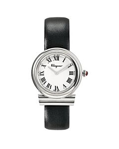 Women's Gancini Leather White Dial Watch
