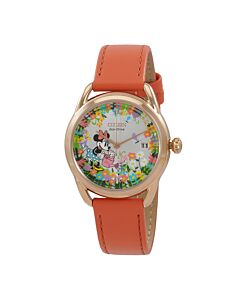Women's Gardening Minnie Disney Leather Silver Dial Watch