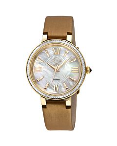 Women's Genoa Genuine Leather Mother of Pearl Dial Watch