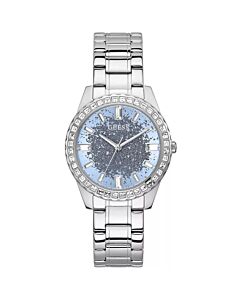 Women's Glitter Burst Stainless Steel Blue Dial Watch