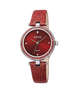Women's (Glittered) Leather Red Dial Watch
