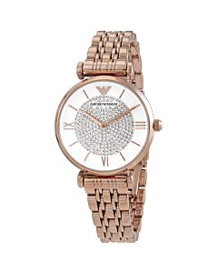 Women's Glitz Stainless Steel Silver Crystal Pave Dial Watch