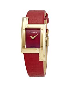 Women's Greca Icon Leather Red Dial Watch