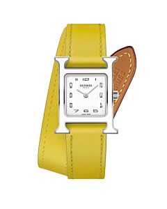 Women's H Hour Calfskin Leather White Dial Watch