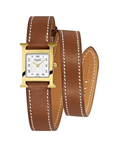 Women's H Hour Leather White Dial Watch