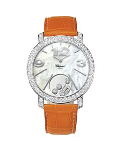 Women's Happy Diamonds Leather Mother of Pearl Dial Watch
