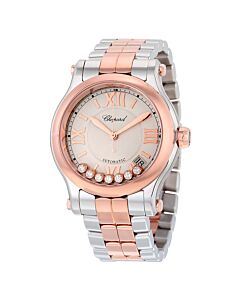 Women's Happy Sport Stainless Steel with 18kt Rose Gold Silver Guilloche Dial