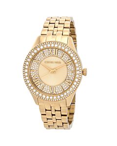 Women's Harlowe Pave Stainless Steel Gold Guilloché Dial Watch