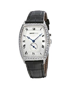 Women's Heritage Leather Silver Guilloche Dial Watch