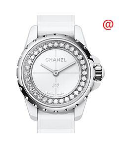 Women's J12-XS Patent Calfskin White Lacquer Dial Watch