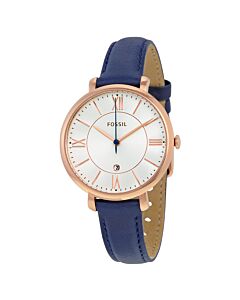 Women's Jacqueline Chronograph Navy Leather Silver Dial