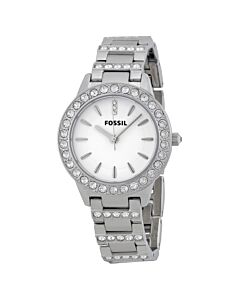 Women's White Crystal White Textured Dial Stainless Steel