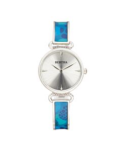 Women's Katherine Stainless Steel with a Patterned Blue Enamel Inlay Silver-tone Dial Watch