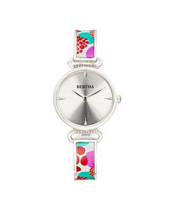 Women's Katherine Stainless Steel with a Patterned Enamel Inlay Silver Dial Watch