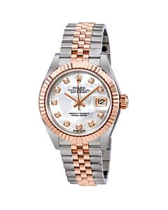 Women's Lady Datejust Stainless Steel and 18kt Everose Gold Rolex Jubile Mother of Pearl Dial Watch