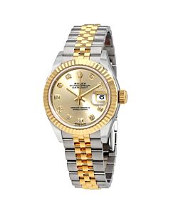 Women's Lady Datejust Stainless Steel and 18kt Yellow Gold Rolex Jubilee Champagne Dial