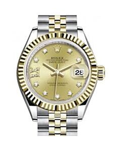 Women's Lady Datejust Stainless Steel and 18kt Yellow Gold Rolex Jubilee Champagne Dial