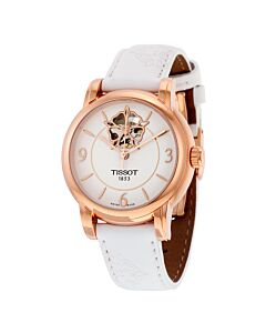 Women's Lady Heart White Leather White Mother of Pearl Dial