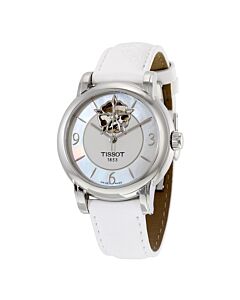 Women's Lady Heart White Leather Mother of Pearl Dial