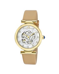 Women's Laura Genuine Leather White Dial Watch