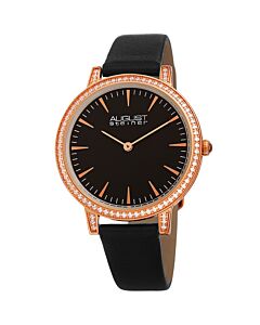 Women's Leather Black Dial Watch