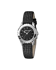 Women's Leather Black Dial Watch
