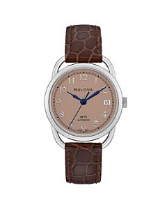 Women's Leather Blush Dial Watch