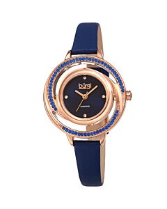 Women's Leather Floating Blue Dial Watch