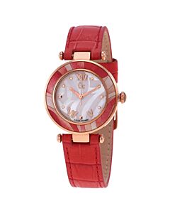 Women's Leather Mother of Pearl Dial Watch