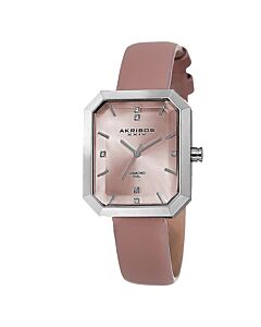 Women's Leather Pink Sunray Dial Watch