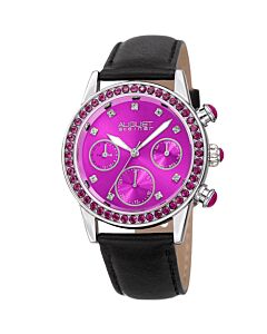Women's Leather Purple Dial Watch
