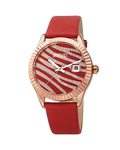 Women's Leather Red and Gold Zebra Pattern (Crystal-set) Dial Watch