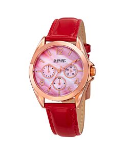 Women's Leather Red Dial Watch