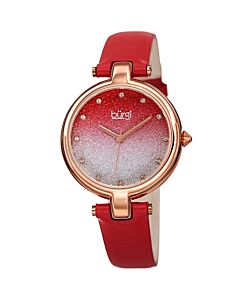 Women's Leather Red Glitter Dial